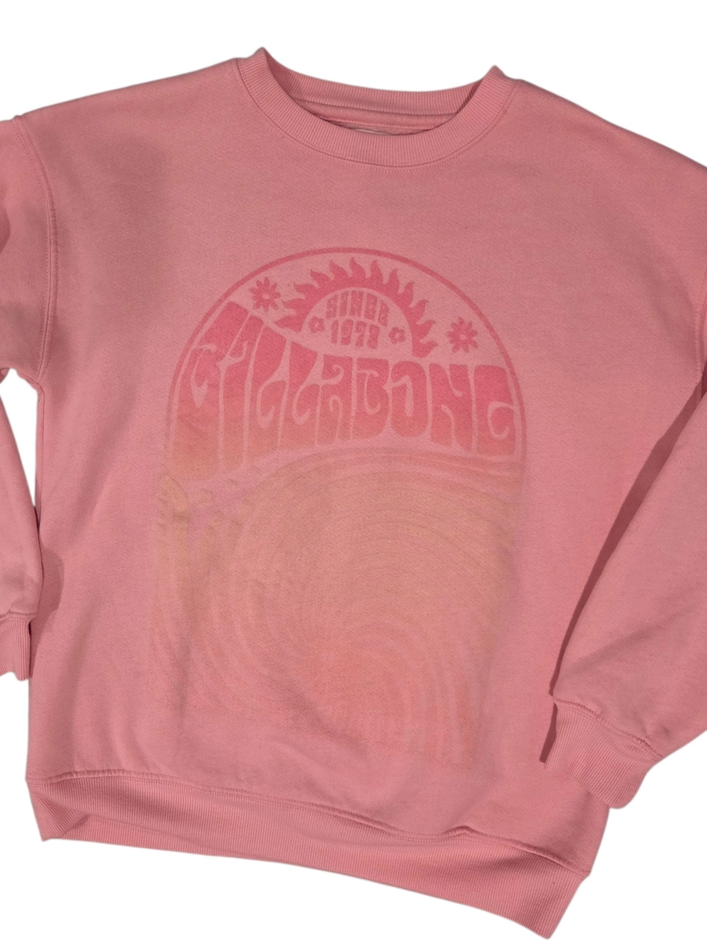 Billabong Pink Retro Graphic Crewneck Sweatshirt